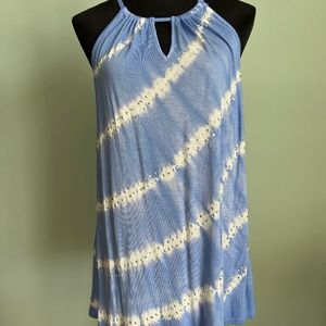 INC International Concepts Sky Blue Bejeweled Tie Back Tank L
